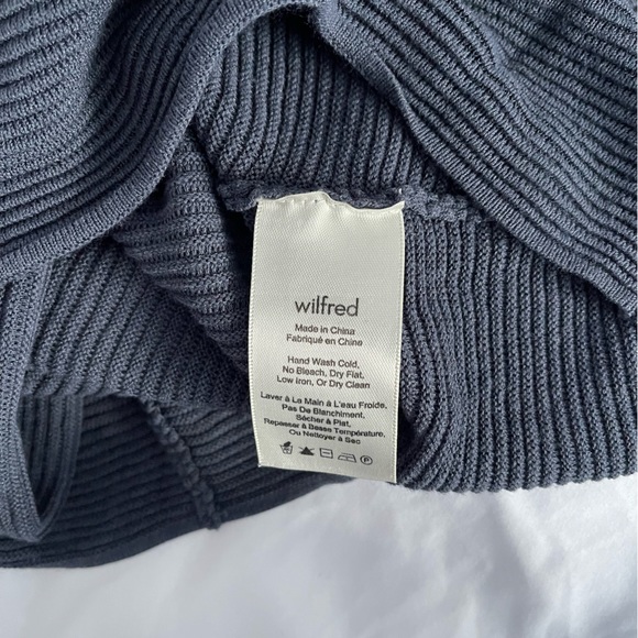 ARITZIA Wilfred Blanchard Sweater Dark Blue Crew Neck Linen Blend - Picture 4 of 7
